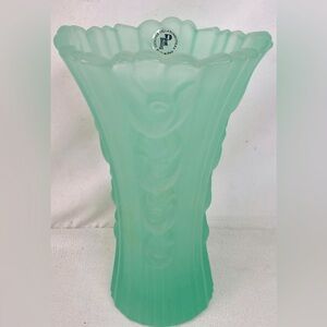 Vintage Designer Della Bomboniera Frosted Sea Mint Green Vase, Made in Italy
